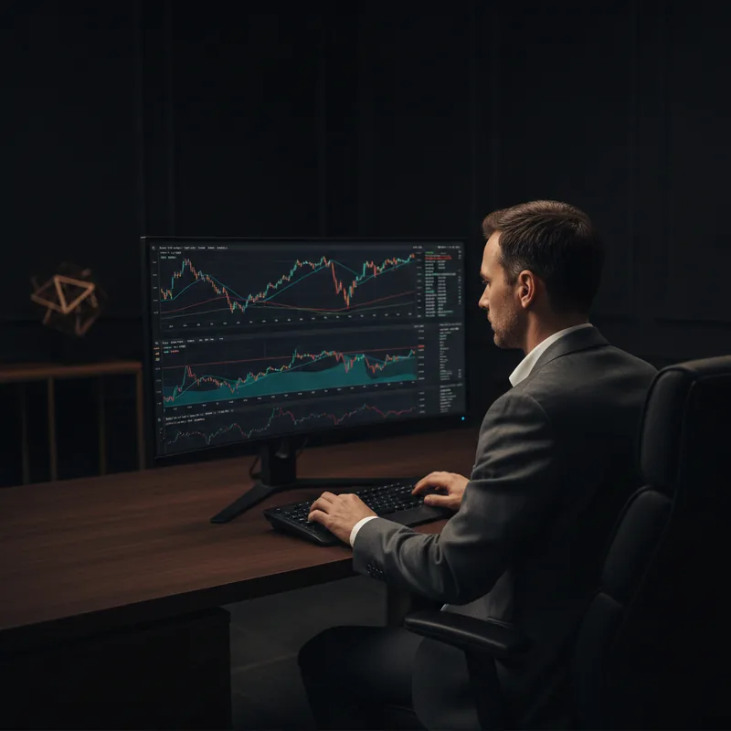 AI-driven market signals dashboard with live trend chart and confidence levels